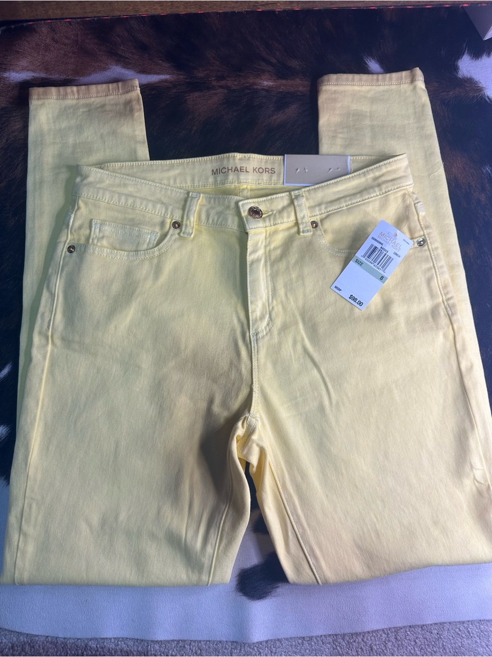 NWT Michael Kors Izzy Skinny Jeans Lemon Yellow Size 8